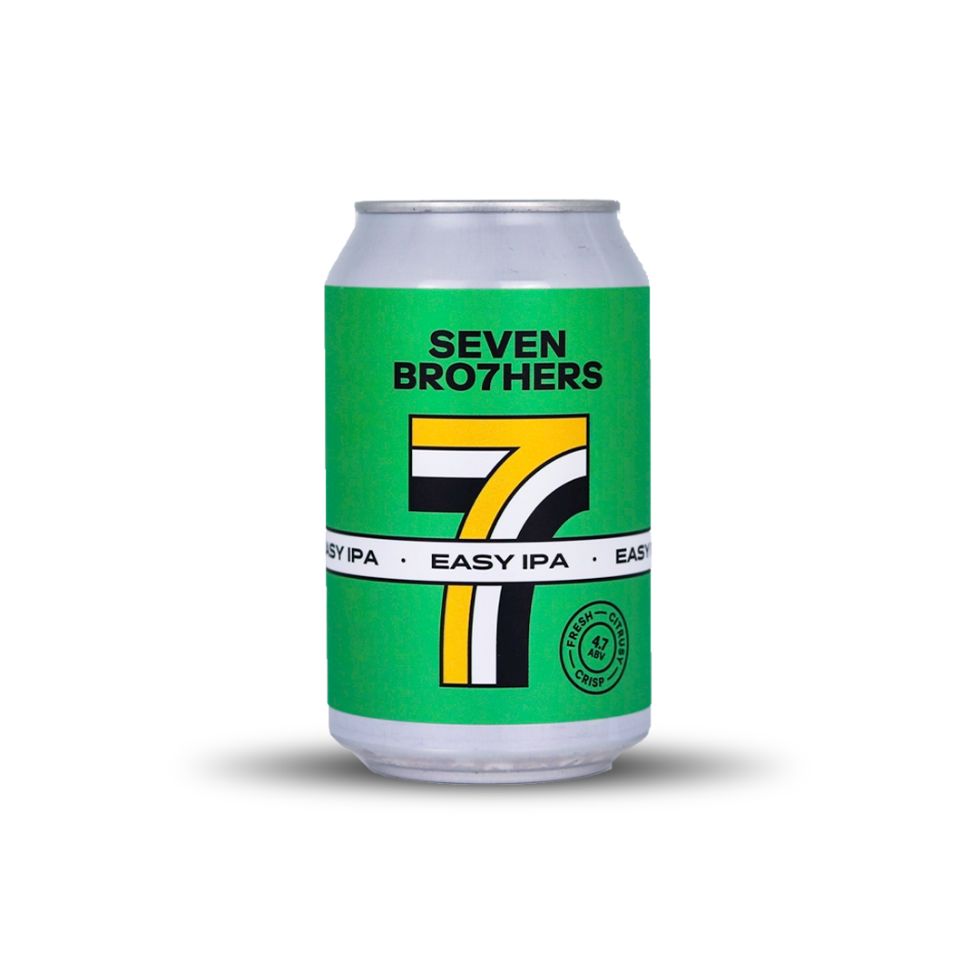 A can of SEVEN BRO7HERS Easy IPA with a green label.